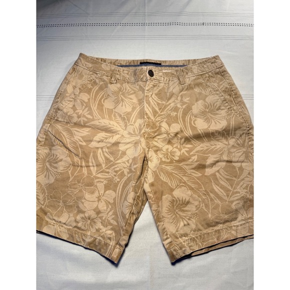 Aeropostale Other - Aeropostale Mens Tan Khaki Tropical Hibiscus Floral Chino Shorts Size 32